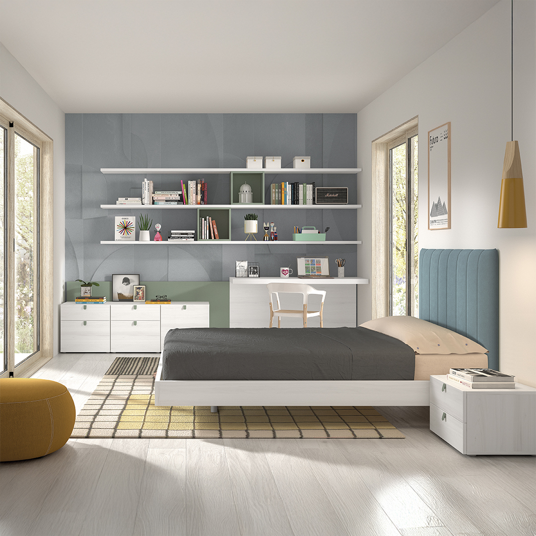 teenage blue white bedroom set