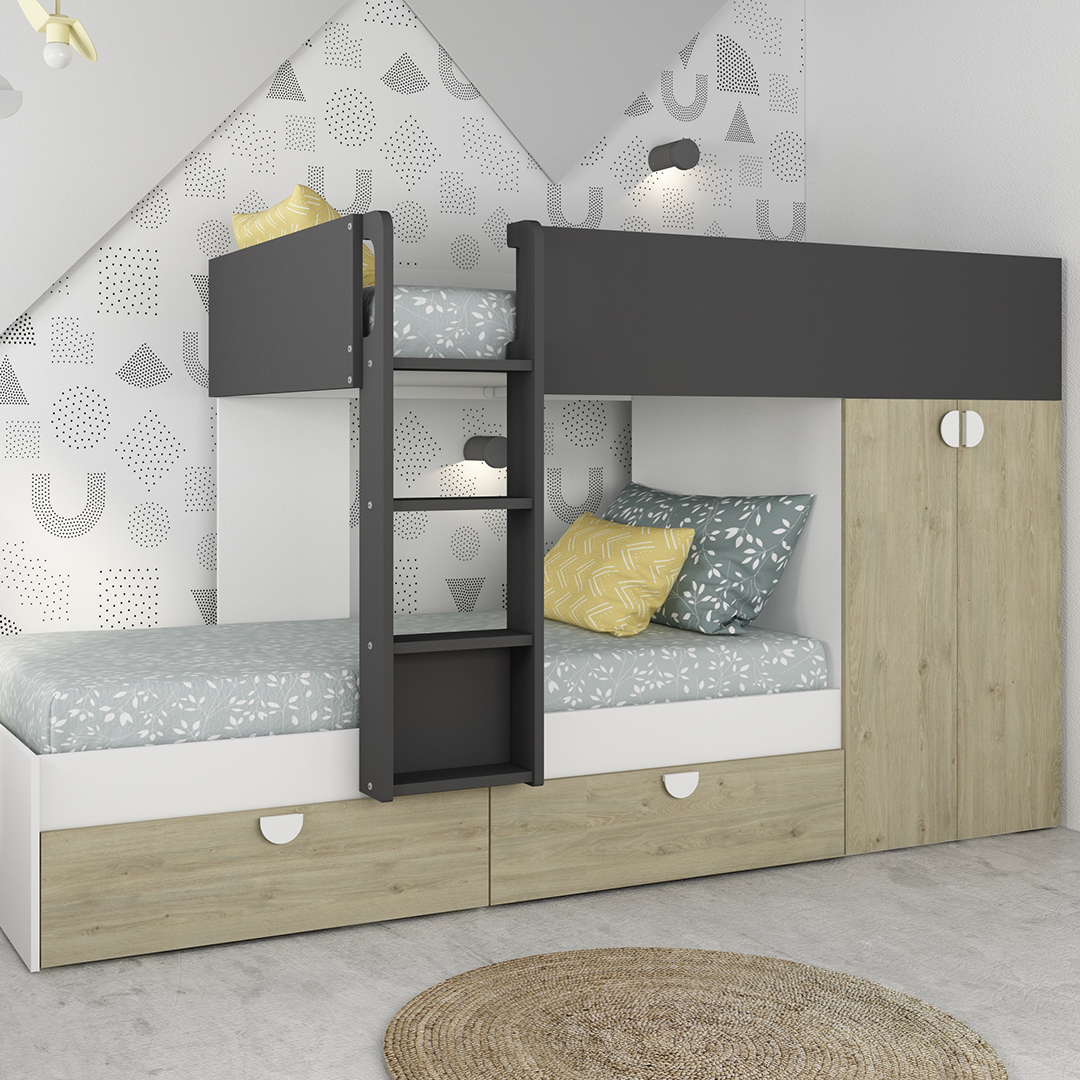 trasman bunk bed grey wood