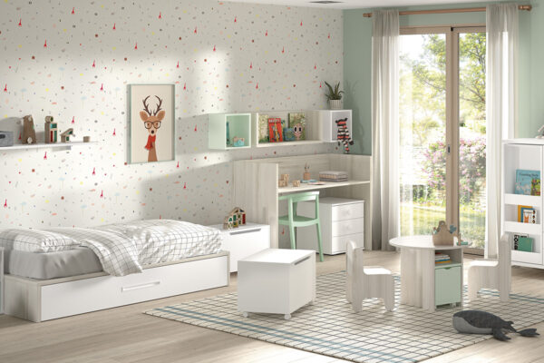 Convertible Baby Bed F314 - Pull down desk + Open dresser - Image 3