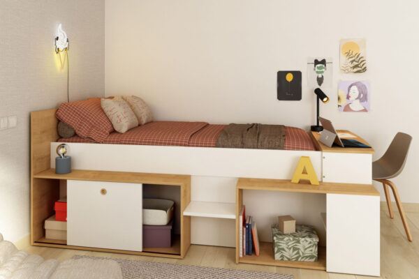 Single bed with desk Gaby - Image 2