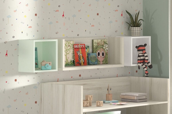 Convertible Baby Bed F314 - Shelves