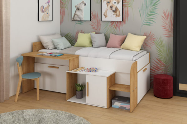 Single bed with desk Sacha - Image 2