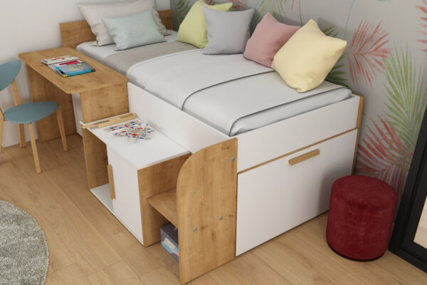 Single bed with desk Sacha - Image 3