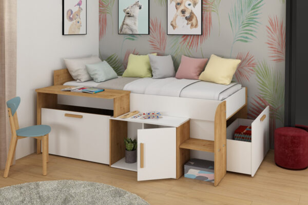 Single bed with desk Sacha - Image 4