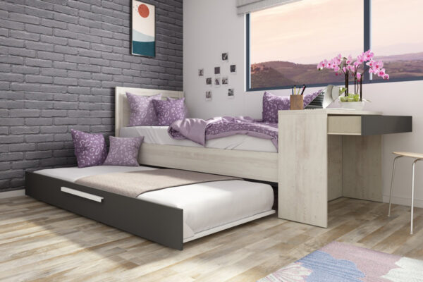 Reversible Compact bed with desk Shipley
