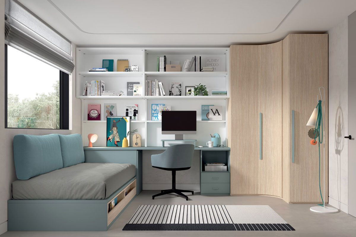 Atlas Curve Teen Bed with Desk & Wardrobe